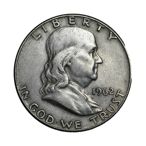 1962 Franklin half dollar Obverse Die Clash FS-402 showing clash transfer marks on the obverse coin surface